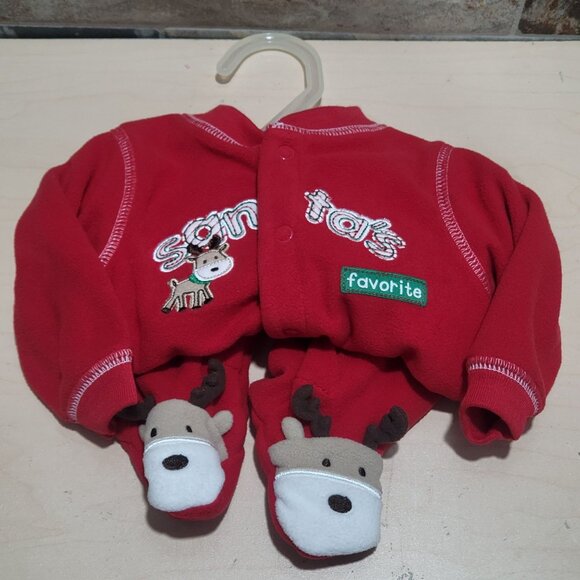 Santas Favorite Reindeer Red Christmas Sleeper for Newborn Babies - Picture 5 of 7